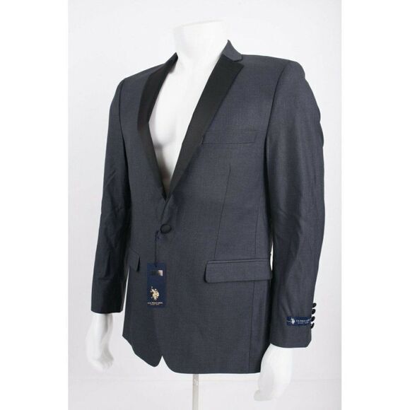 U.S. Polo Assn Mens Gray Tuxedo style Blazer Suit Coat Size 40R Formal NWT - Picture 2 of 6